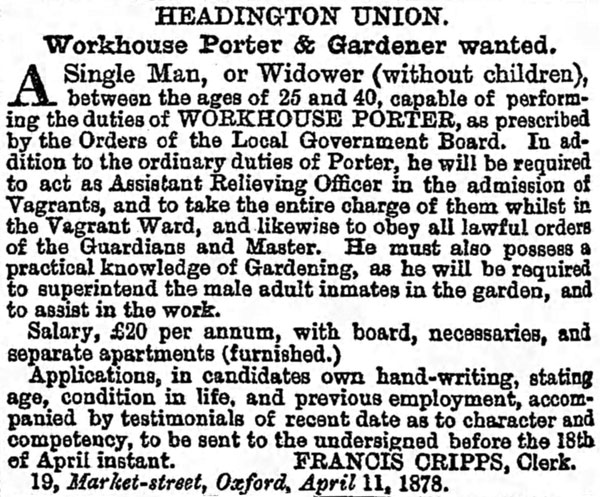 Workhouse Riots Headington Union Workhouse